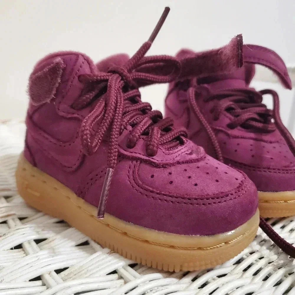 Nike Force 1 Suede Purple Plum Gum Baby Toddler 4C Sneakers Shoes RARE